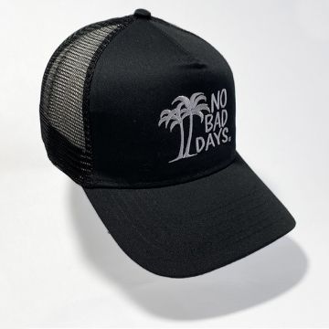 NO BAD DAYS® Cotton Twill Five Panel Pro-Style Mesh Cap - Black Trucker Hat